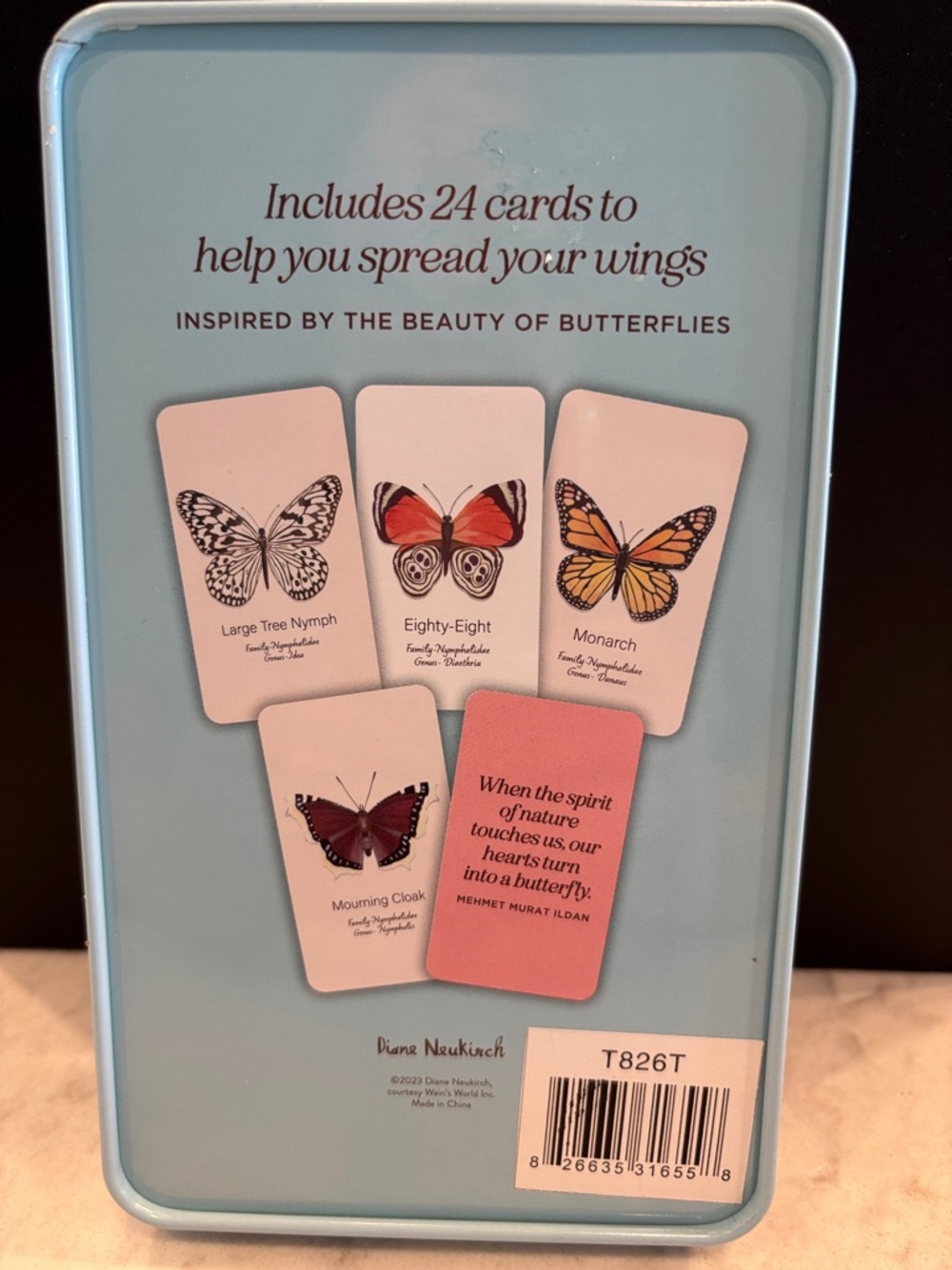 Butterfly Cards Tin Box Illustrated Butterflies NWT by Diane Neukirch - Picture 2 of 3